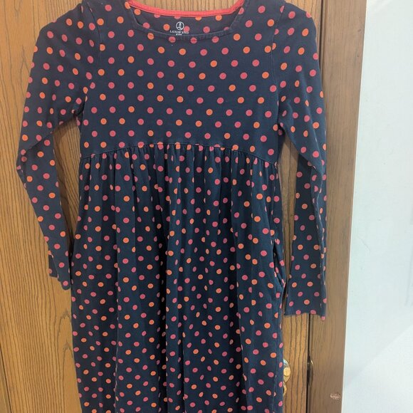 Lands' End Polka Dot Long Sleeve Dress with Pockets-Girls M (10-12) - Picture 1 of 4